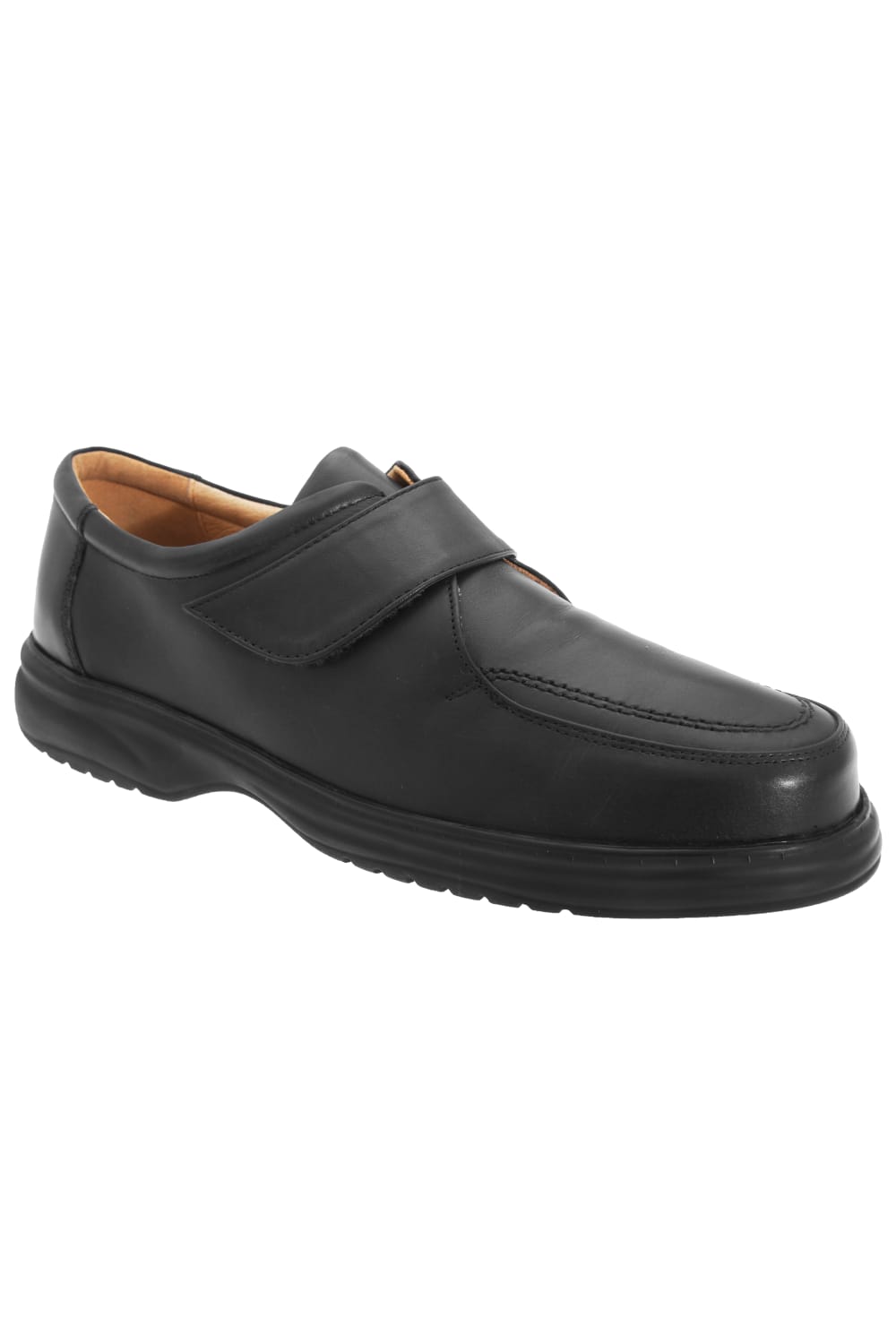 Mens Superlite Wide Fit Touch Fastening Leather Shoes (Black)