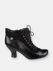 Womens/Ladies Vivianna Leather Lace Up Heeled Boot - Black