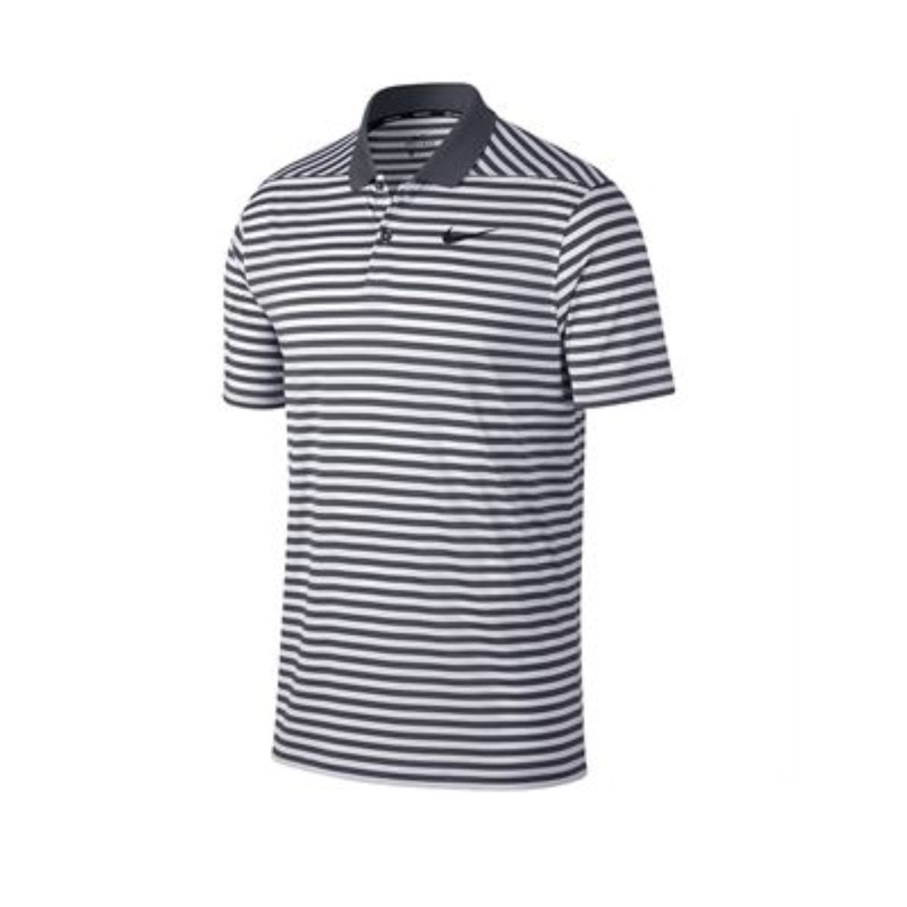 Nike Mens Victory Polo Stripe Shirt (Dark Gray/White/Black)
