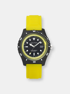 Nautica Watch NAPIBZ003 Ibiza, Analog, Water Resistant, Silicone Band, Adjustable Buckle, Deep Water Indicator, Yellow