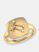 Load image into Gallery viewer, Gemini Twin Moonstone &amp; Diamond Constellation Signet Ring In 14K Yellow Gold Vermeil On Sterling Silver