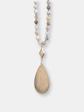 Load image into Gallery viewer, Amazonite Beaded Necklace with Metal Teardrop Pendant