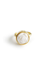 Load image into Gallery viewer, Porcelain Rose With Pearl Adjustable Ring