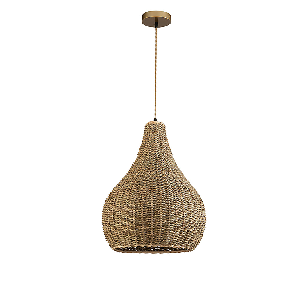 Annika 1-Light Brown Pendant Design Pendant Light With Rattan Shade