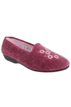 Load image into Gallery viewer, Womens/Ladies Cathy Floral Embroidered Velour Slippers (Heather)