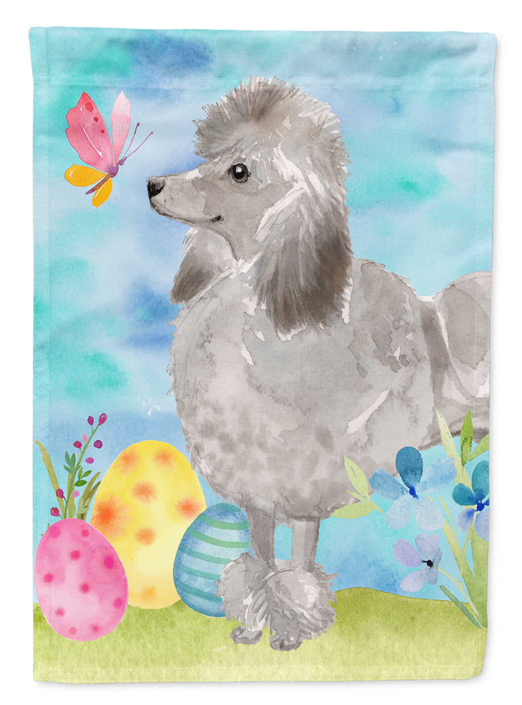 11 x 15 1/2 in. Polyester Grey Standard Poodle Easter Garden Flag 2-Sided 2-Ply