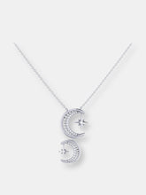 Load image into Gallery viewer, Twin Nights Crescent Diamond Necklace in Sterling Silver