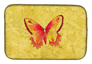 14 in x 21 in Butterfly on Yellow Dish Drying Mat