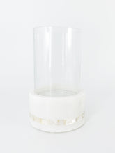 Load image into Gallery viewer, White Marble Hurricane Candle Holder With Mother Of Pearl Stripe