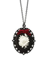Dark Romance Porcelain Rose Cameo Necklace