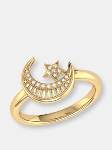 Starkissed Crescent Diamond Ring In 14K Yellow Gold Vermeil On Sterling Silver