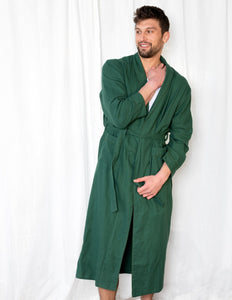 Mens Solid Color Flannel Robe