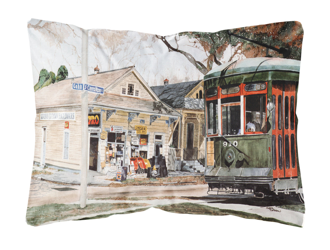 12 in x 16 in  Outdoor Throw Pillow New Orleans Street Car Canvas Fabric Decorative Pillow