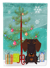Load image into Gallery viewer, 11 x 15 1/2 in. Polyester Merry Christmas Tree Wire Haired Dachshund Chocolate Garden Flag 2-Sided 2-Ply