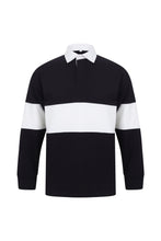 Load image into Gallery viewer, Front Row Adults Unisex Panelled Tag Free Rugby Shirt (Navy/White)