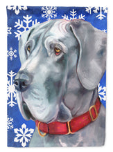 Load image into Gallery viewer, 28 x 40 in. Polyester Great Dane Winter Snowflakes Holiday Flag Canvas House Size 2-Sided Heavyweight
