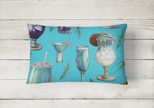 Load image into Gallery viewer, 12 in x 16 in  Outdoor Throw Pillow Drinks and Cocktails Blue Canvas Fabric Decorative Pillow