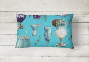 12 in x 16 in  Outdoor Throw Pillow Drinks and Cocktails Blue Canvas Fabric Decorative Pillow