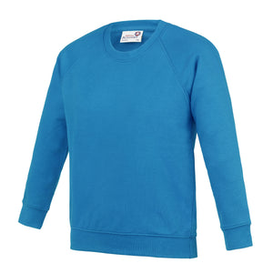 Academy Childrens/Kids Crew Neck Raglan School Sweatshirt - Sapphire Blue