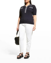 Load image into Gallery viewer, Cotton/Cashmere SS Ribbed Polo