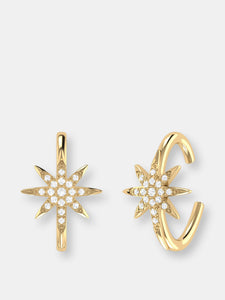 North Star Diamond Ear Cuffs in 14K Yellow Gold Vermeil on Sterling Silver