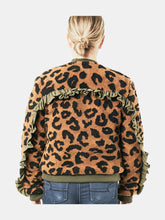 Load image into Gallery viewer, Leopard Sherpa Ruffle Bomber Jacket