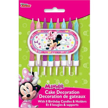 Load image into Gallery viewer, Minnie Mouse Cake Topper &amp; Birthday Candle Set