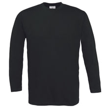 Load image into Gallery viewer, B&amp;C Mens Exact 150 LSL Crew Neck Long Sleeve T-Shirt (Black)