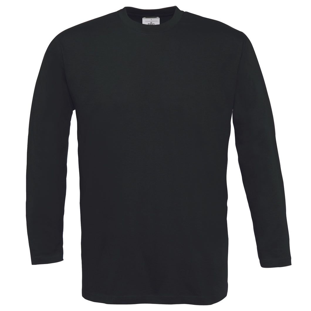 B&C Mens Exact 150 LSL Crew Neck Long Sleeve T-Shirt (Black)