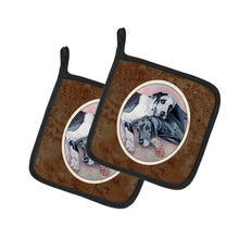 Load image into Gallery viewer, Black and Harlequin Great Dane  Pair of Pot Holders