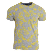 Load image into Gallery viewer, Brave Soul Mens Pineapple Print Crew Neck T Shirt (Gray Marl/Yellow)