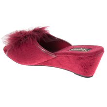 Load image into Gallery viewer, Womens/Ladies Anne Jewelled Rosette Boa Mule Slippers - Burgundy