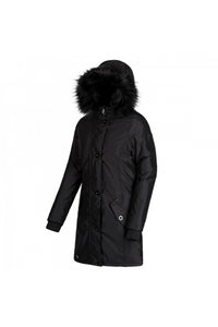 Womens/Ladies Saffira Full Length Hooded Jacket - Jet Black