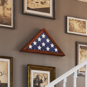 Sabore Rustic Brown Solid Wood Military Memorial Flag Display Case For 9.5' x 5' American Veteran Flag