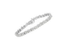 Load image into Gallery viewer, .925 Sterling Silver Diamond Floral Cluster Link Bracelet