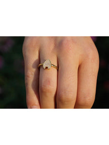 Raindrop Diamond Ring In 14K Yellow Gold Vermeil On Sterling Silver