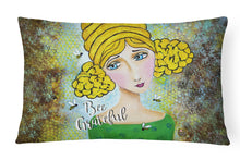 Load image into Gallery viewer, 12 in x 16 in  Outdoor Throw Pillow Bee Grateful Girl with Beehive Canvas Fabric Decorative Pillow
