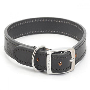 Ancol Heritage Sewn/Half Lined Leather Dog Collar (Black) (15.8cm)