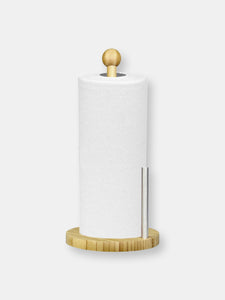 Bamboo Paper Towel Holder with Steel Dispensing Side Bar
