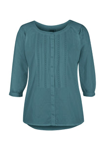 Swiss Dot 3/4 Sleeve Peasant Top