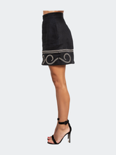 Load image into Gallery viewer, Linen Embroidered Mini Skirt - Black