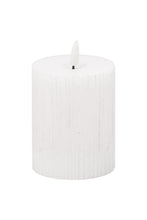 Load image into Gallery viewer, Luxe Collection Ribbed Natural Glow Electric Candle - White - 23cm x 9cm x 9cm