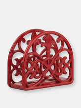 Load image into Gallery viewer, Cast Iron Fleur De Lis Napkin Holder, Red