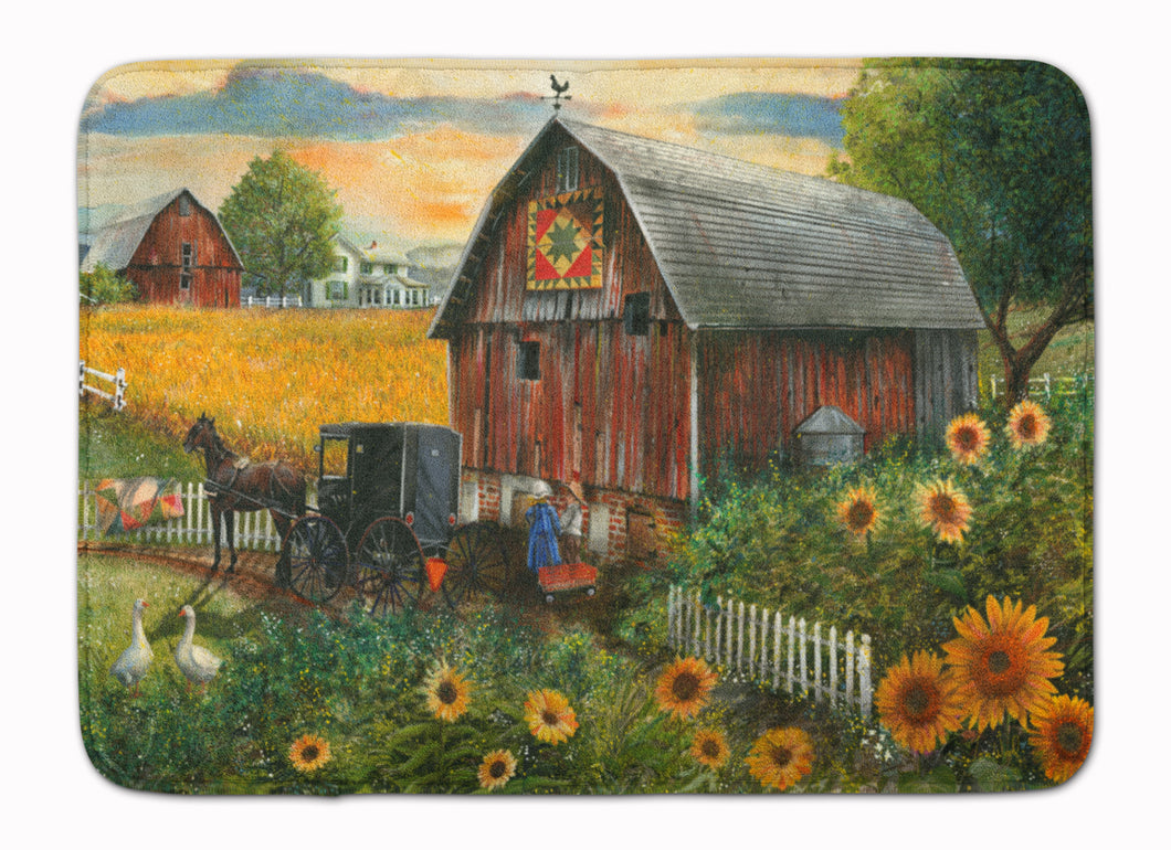 19 in x 27 in Sunflower Country Paradise Barn Machine Washable Memory Foam Mat