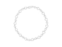 Load image into Gallery viewer, .925 Sterling Silver Prong Set Diamond Accent Alternating Heart Link Bracelet