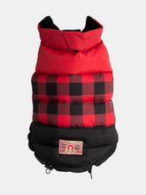 Load image into Gallery viewer, Red Buffalo Check Color Block Puffer