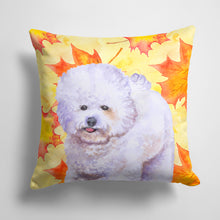 Load image into Gallery viewer, 14 in x 14 in Outdoor Throw PillowBichon Frise Fall Fabric Decorative Pillow
