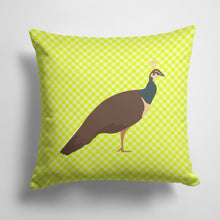 Load image into Gallery viewer, 14 in x 14 in Outdoor Throw PillowIndian Peahen Peafowl Green Fabric Decorative Pillow