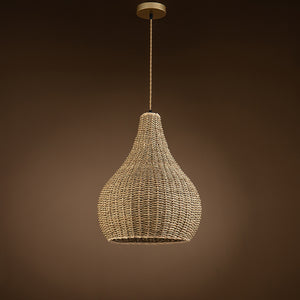 Annika 1-Light Brown Pendant Design Pendant Light With Rattan Shade