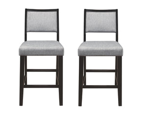 Fallon Black Wood Frame Gray Textured Fabric Counter Height Dining Chair - Set of 2